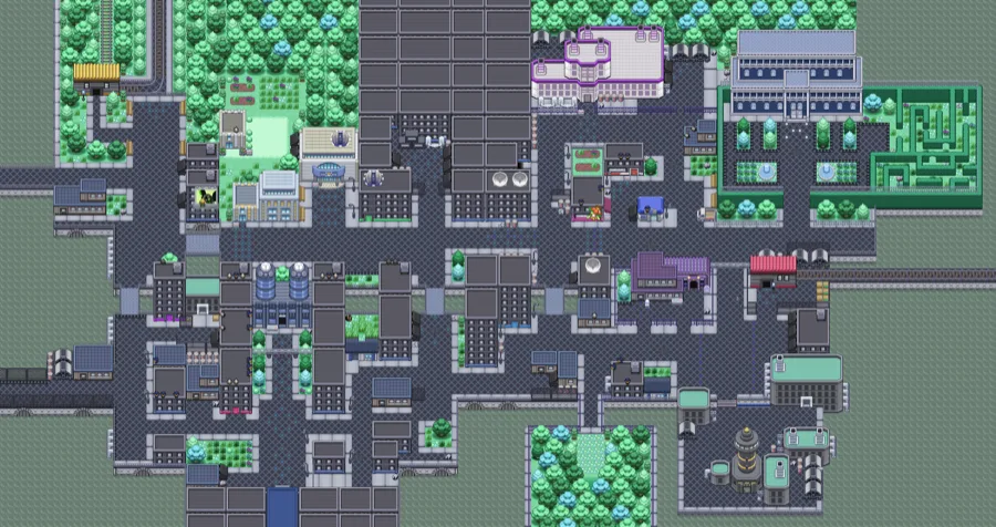 East Gearen City in Pokemon Rejuvenation — mods change how the game looks and plays